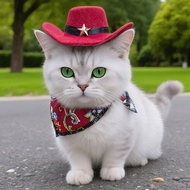 Cat Cowboy Hat Scarf Set Pet Hat Mini Western Cowboy Hat Cowboy Decoration Kitten Dog Hat 10.14