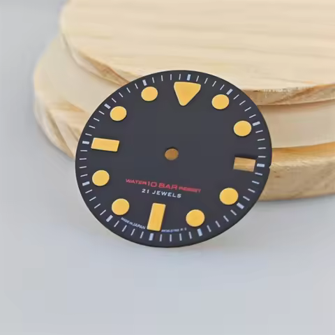 28.5mm No logo Vintage Matte Yellow Markers Watch Dial Suitable for Seiko NH36/4R Automatic Movement