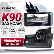 Kamatto Dashcam K90 Dual Channel 4K 2160P Ultra HD WiFi App Parking Mode Screen GPS