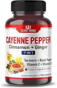 ▶$1 Shop Coupon◀  Cayenne Pepper 7 IN 1 - 16,250mg - with Ginger, Turmeric, Cinnamon, Black Pepper -