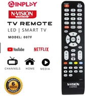 Inplay/Nvision Smart TV Remote control 007F Model Compatible Also Basic TV huayu RM-L1210 can work c