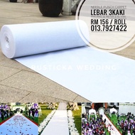 3ft 1 Roll 25 meter 82ft Needle Punch White Carpet Karpet Putih Walkway Wedding Exhibition Event VIP