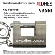 Vanni Stainless Steel Armour-Plated Solid Brass Padlock with Padlock Holder 9191