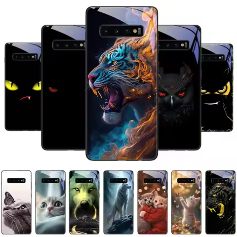 For Samsung S10 5G Case Cover Animal Tempered Glass Cases For Samsung Galaxy S10e S10 S8 S9 Plus S20