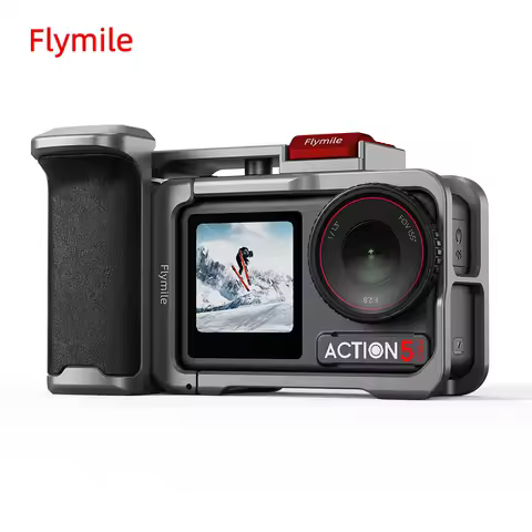 Flymile Action 5 Pro Camera Grip Holder Metal Cage for DJI Action 5 Pro/Action 4 Accessories Shutter