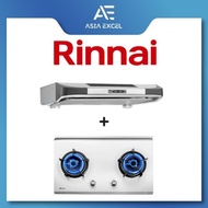 RINNAI RH-90ER 90CM SLIMLINE HOOD + RINNAI RB-72S 2 BURNER HYPER FLAME STAINLESS STEEL BUILT-IN HOB