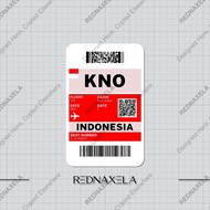Vinyl Boarding Pass Sticker KNO Medan Indonesia Outdoor Waterproof Suitcase Sticker