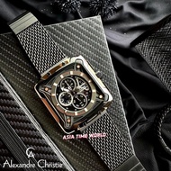 Alexandre Christie | AC 3039MCBBRBA Chronograph Square Men Watch Black Stainless Steel Mesh | Official Warranty