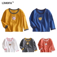LJMOFA เสื้อยืด0-6Yrs สำหรับเด็กผ้าฝ้ายแขนยาวเด็กผู้ชายและแบบเกาหลีของเด็กผู้หญิงสบายๆเสื้อยืดแขนยาวพร้อมส่ง
