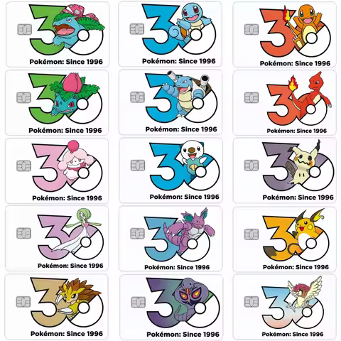 Anime Pocket 30th Anniversary Charizard Bulbasaur Squirtle Charizard Cartoon Credit Debit Bank Visa 
