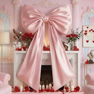 2 PCS Hiasan Riben Merah Jambu Raksasa untuk Latar Belakang, Hiasan Riben Merah Jambu Besar Bersaiz 