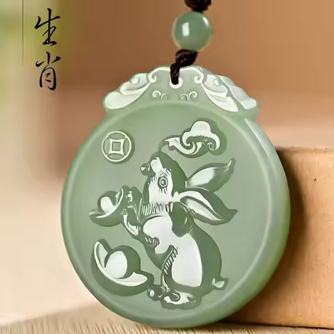 Natural Hetian Jade Zodiac Rabbit Pendant Jade Rabbit Brand Jade Pendant Jade Pendant Men and Women 