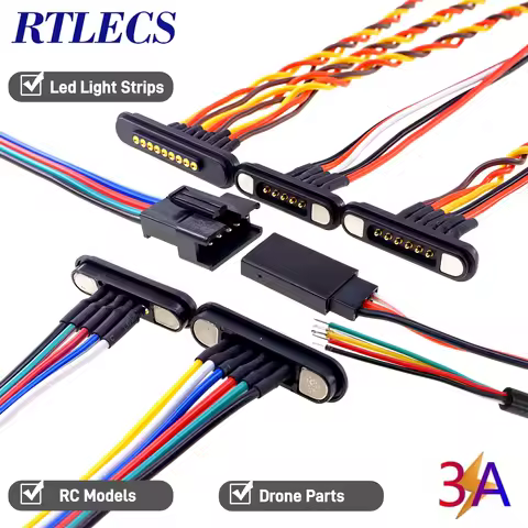 3A Magnetic Spring Loaded Pogo Pin Connector 24VDC LED Snap-on JST SM JR Servo Extended Cable 5/6/7/