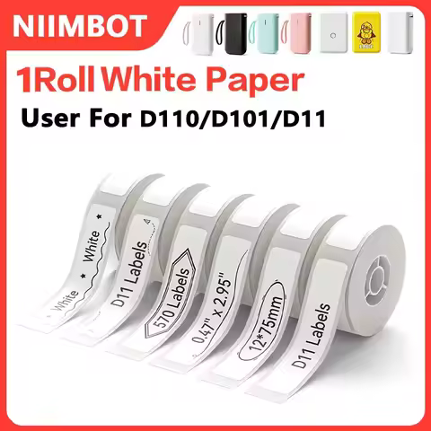 NiiMBOT D110 Label Thermal Sticker 12-15mm White Label For Home Office Labeling Tape White Compatibl