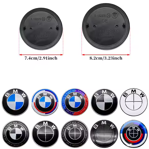 BMW 2 Fixed Foot Emblem 74mm 82mm Rear Boot Badges Front Hood Emblem ABS logo For BMW F10 E64 E63 E6