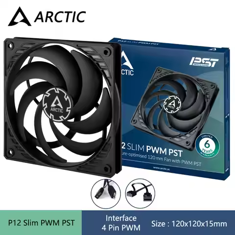 ARCTIC P12 Slim PWM PST 120mm Case Fan with PWM Sharing Technology (PST), Pressure-optimised, Quiet,