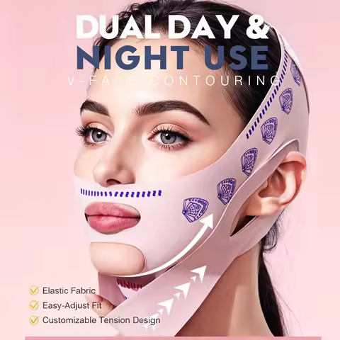 Double Layer V Face Lifting Line Mask V Line Lifting Mask Face Slimming Strap Double Chin Reducer Ti