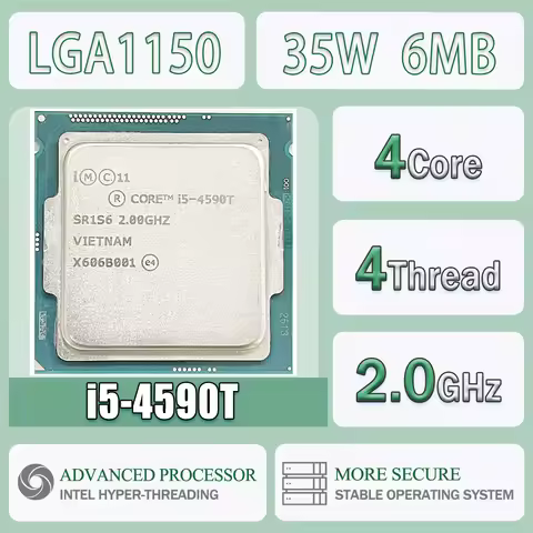 Intel Core I5-4590T 4 Core 4 Thread 2.0GHz 35W 6MB Cache 22nm Haswell DDR3-1333/1600 MHz SR1QJ LGA 1