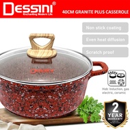 DESSINI ITALY 40CM Granite Plus Casserole Induction Non Stick Pot Bowl Wok Pan Cookware Tool with Co