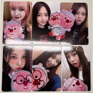 Authentic NMIXX Loopy collaboration benefit photocard featuring members Lily, Haewon, Kyujin, Sullyo