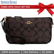 Coach Handbag In Gift Box Wristlet Pouch Shoulder Bag Signature Nolita 19 Brown Black # C3308