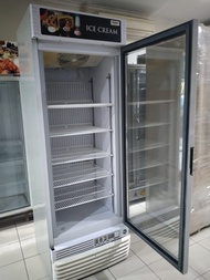 UPRIGHT FREEZER KACA 1 PINTU BEKAS (GARANSI 3 BULAN )