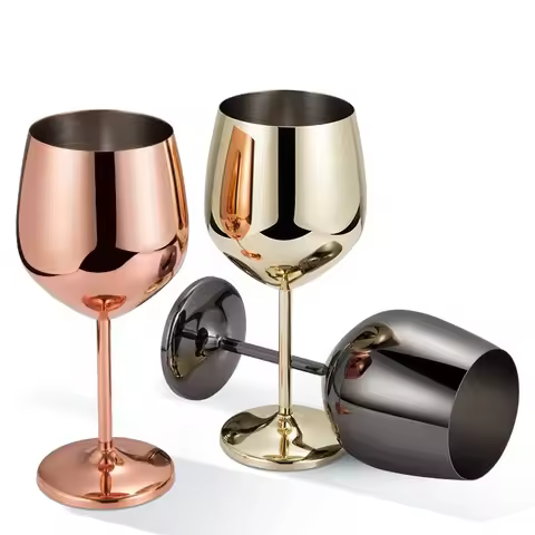 500ML Stainless Steel Goblet Red Wine Cocktail Glass Unbreakable Metal Tall Champagne Glass Bar KTV 