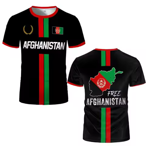 Afghanistan Style Football T-shirt Men's Afghan Flag Map Printed jersey Men's Quick-drying Breathabl