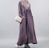 Baju Gamis Wanita Terbaru Model Serut Bahan Crinkle Airflow Premium