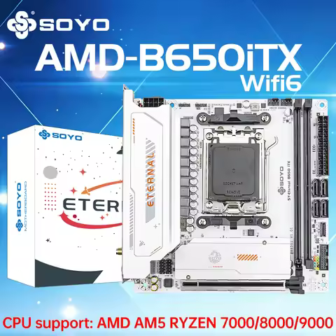 SOYO B650ITX AMD Mini Motherboard AMD Ryzen AM5 DDR5 Supports CPU 7000 8000 9000 Processors Pcie5.0x