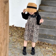 Bear Leader Lace Neck Bubble Sleeve Top+floral Drawstring Skirt Two Piece Set Baby Girls Clothing Se