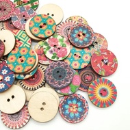 Round wooden buttons, lace wooden buttons with many patterns (Price of 10 pieces)