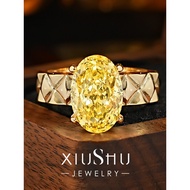 4ct Strobe Pigeon Egg Diamond Retro Fashion Ring Four-Claw Inlaid Colorful Treasure Style Ring Cool 