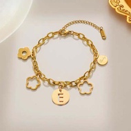Fashionable Titanium Steel Flower Letter Bracelet Cute Girl Non Fading Pendant Handmade