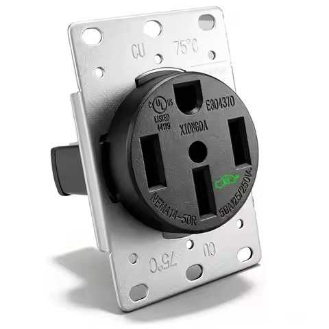 ABTD-NEMA 14-50R 50 Amp EV Outlet, 3-Pole 4-Wire 125/250V Flush Receptacle Heavy Duty