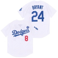 IMPORTED EMBROIDERED BASEBALL JERSEY LA LOS ANGELES DODGERS 8/24 KOBE BRYANT WHITE biru