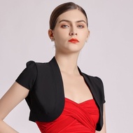 【ks1218.my】 Chiffon Small Shawl Thin Women's Black Large Size All-match Short Small Outer Wear Slim-