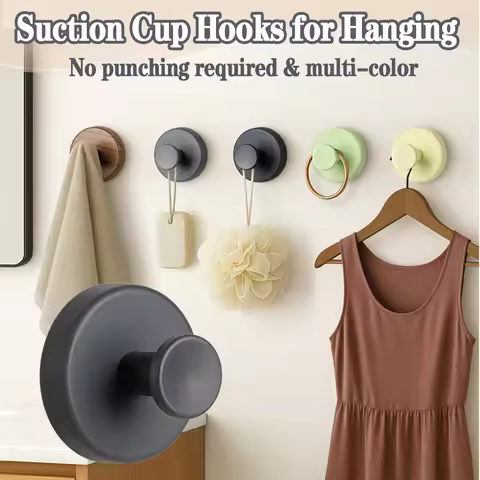 Suction Cup Hook Strong Vacuum Bathroom Suction Cup Hooks Waterproof Towel Holder PP Reusable Wall H
