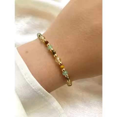 Wealth, abundance and prosperity bracelet. Citrine, pyrite, Dongling stone, tiger's eye