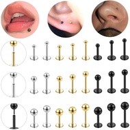 1 PC Stainless Steel Push-in Labret Lip Piercing 18G/20G 5/6/7/8mm Ball Nostril Piercing 2/3/4mm Bal