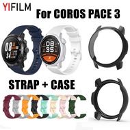 Soft Slicone Strap+ PC Cover for Coros Pace 3 All Coverage Protective Bumper Case Screen Protector f