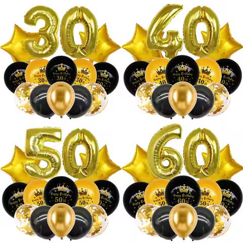 30 40 50 60th Birthday Balloons for Men Women 32in Number Birthday Balloons Latex Confetti Balloon 1