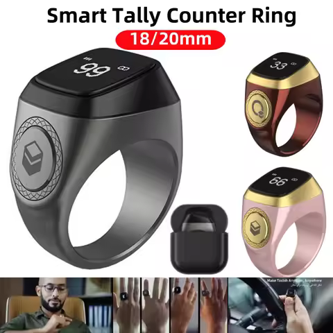 18/20mm Ring Tasbih Counter 0.49 Inch OLED Bluetooth-compatible 5.1 5 Prayer Time Vibration Reminder