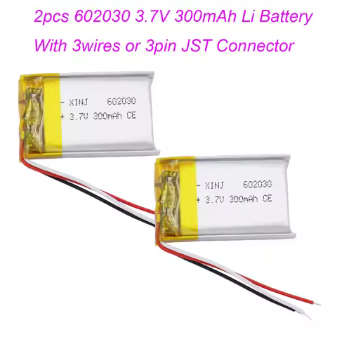 2pcs 3.7V 300mAh 1.11Wh Rechargeable Lipo Battery 602030 NTC 3 Wires JST 3Pin 1.0/1.25/1.5/2.0/2.54m