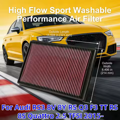 For Audi RS3 8V 8Y RS Q3 F3 TT RS 8S Quattro 2.5 TFSI 2015- High Flow Sport Washable Performance Air