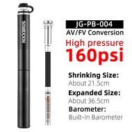 ROCKBROS Cycling Bike Bicycle Mini Pump 150 PSI Aluminum Alloy Portable With Pressure Gauge Inflator