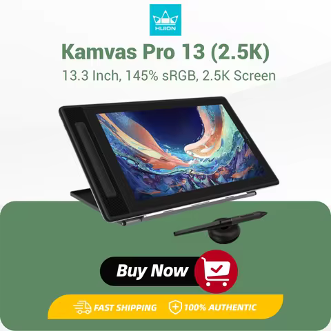 13.3 Inch HUION Graphics Tablet Kamvas Pro 13 2.5K Screen Display 145% SRGB Drawing Pen Tablet Monit