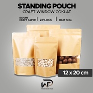(1 Pcs) Standing Pouch Kraft Paper Window Brown 12 x 20 cm | Ziplock Kraft Paper | Food Packaging | 