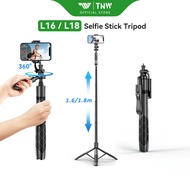TNW L16/L18 Selfie Stick Tripod Bluetooth Remote Monopod Stand 3-in-1 Phone Tripod for Phone Camera