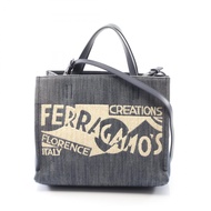 【二手】 Salvatore Ferragamo GG-219407 靛藍色牛仔皮革兩用手袋 女士二手 B